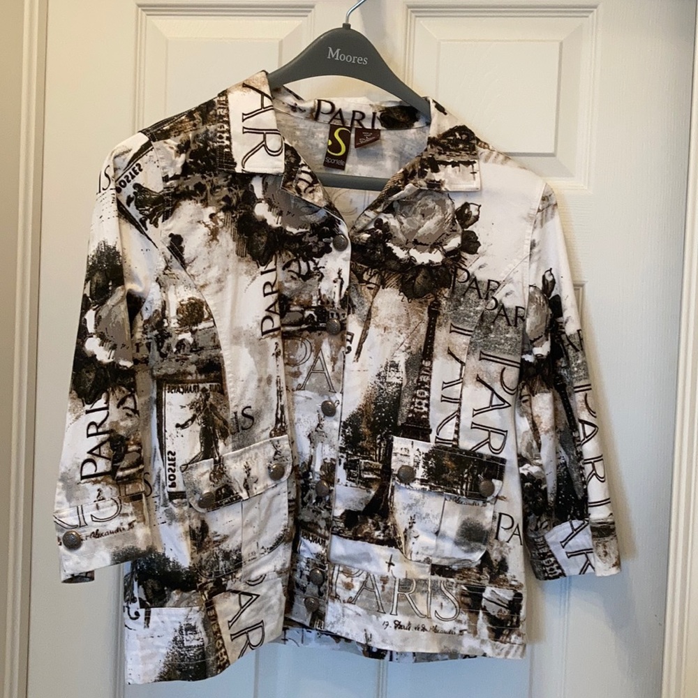 Paris print Jean Jacket Size L